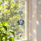 Captator de curcubeu cu piatră de naștere Septembrie, decor boho pentru fereastră