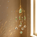 Captator de curcubeu cu cristal și piatră naturală, decor suspendat boho pentru fereastră