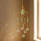 Captator de curcubeu cu cristal și piatră naturală, decor suspendat boho pentru fereastră