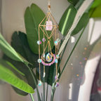 Captator de curcubeu suspendat cu cristale și pietre naturale, decor boho pentru interior