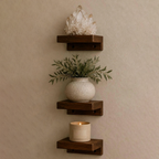 Rafturi mini suspendate din lemn masiv, decor de perete compact pentru obiecte mici raft